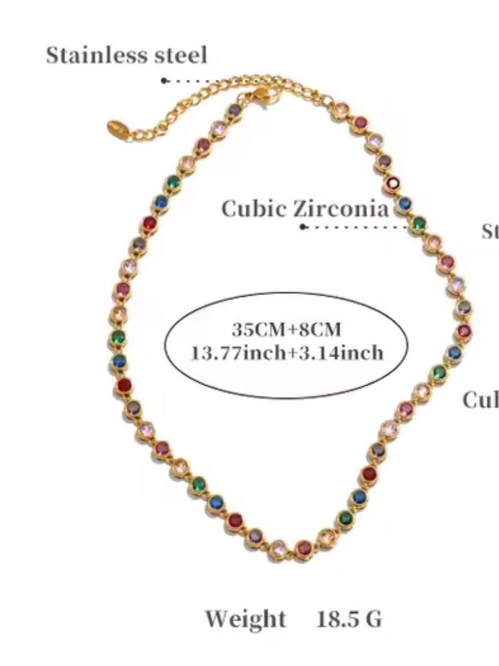 Gold-Tone Multicolor Cubic Zirconia Station Necklace